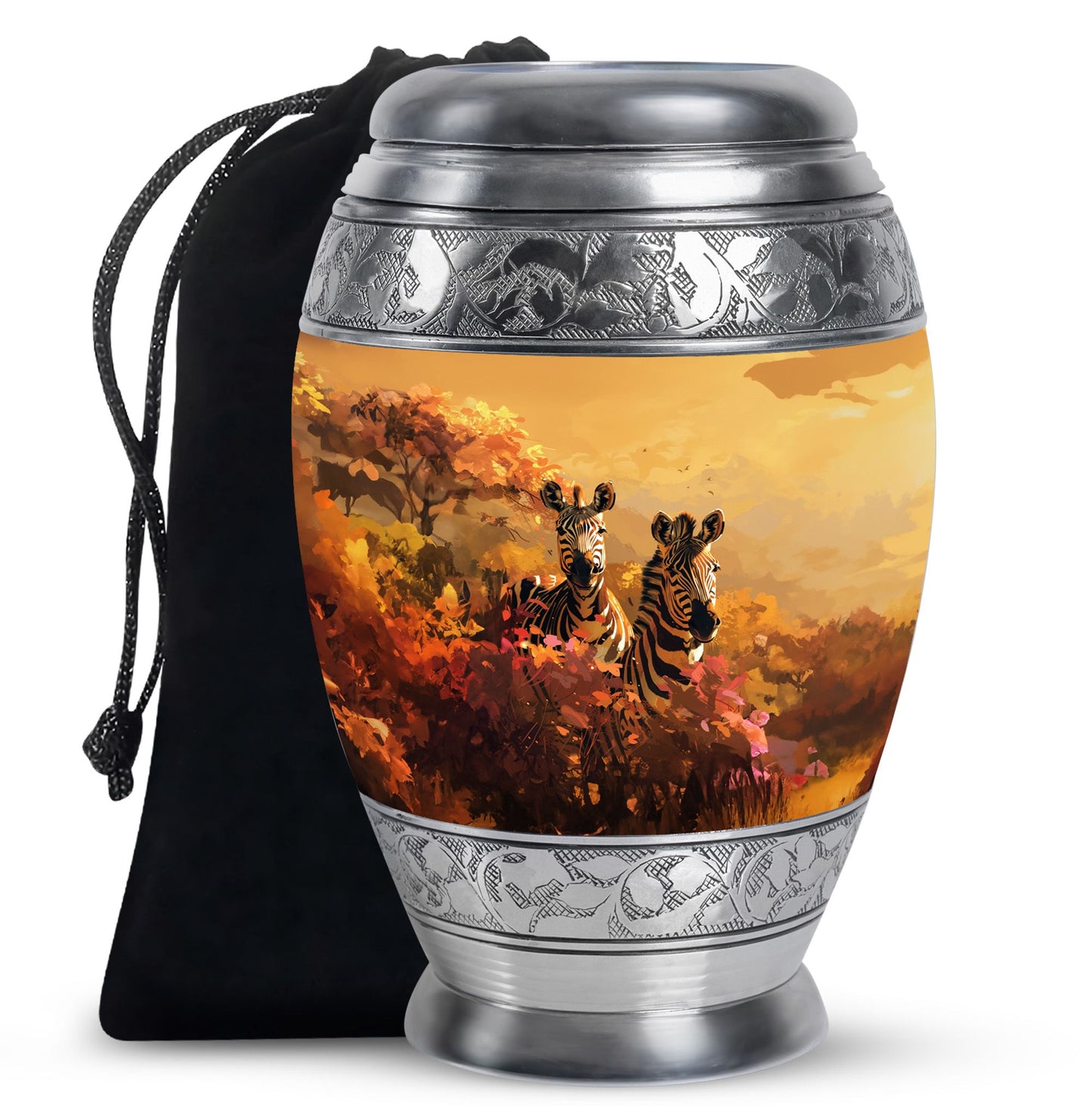 Personalized Zebra Cremation Urn for Human Ashes - 10-inch, 200 cu in - Yatskia