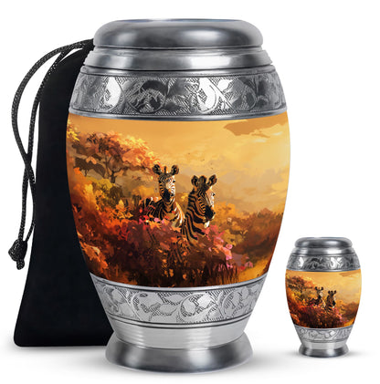 Personalized Zebra Cremation Urn for Human Ashes - 10-inch, 200 cu in - Yatskia