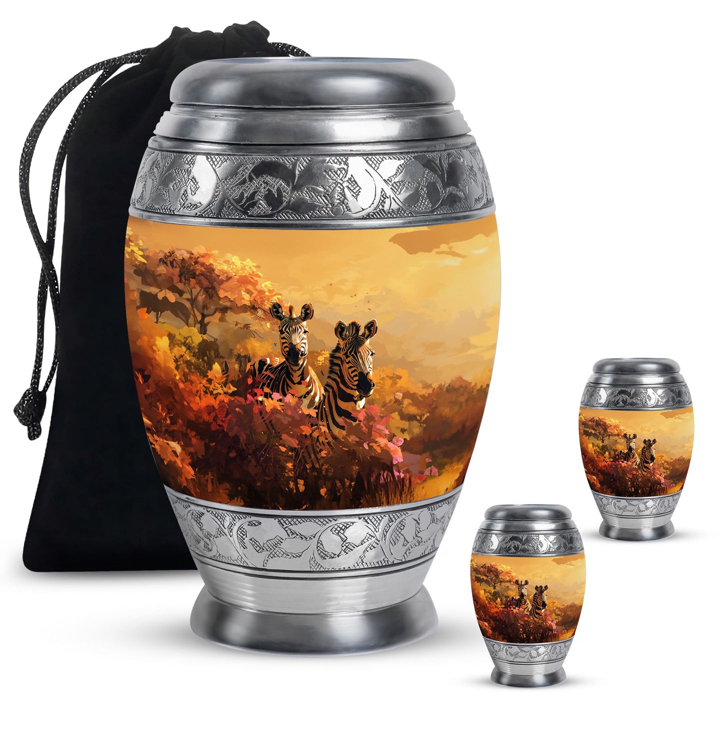 Personalized Zebra Cremation Urn for Human Ashes - 10-inch, 200 cu in - Yatskia