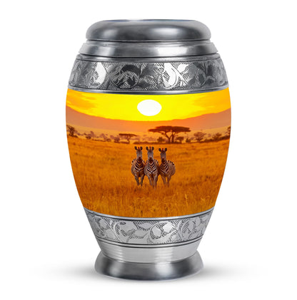 Personalized Zebra Memorial Urn for Human Ashes - 10-inch, 200 cu in - Yatskia