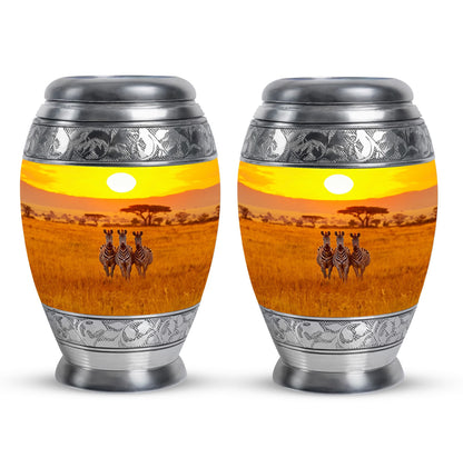 Personalized Zebra Memorial Urn for Human Ashes - 10-inch, 200 cu in - Yatskia