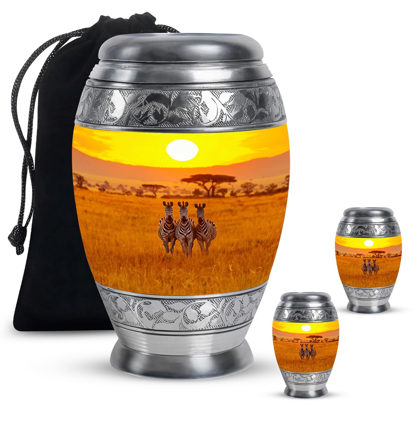 Personalized Zebra Memorial Urn for Human Ashes - 10-inch, 200 cu in - Yatskia
