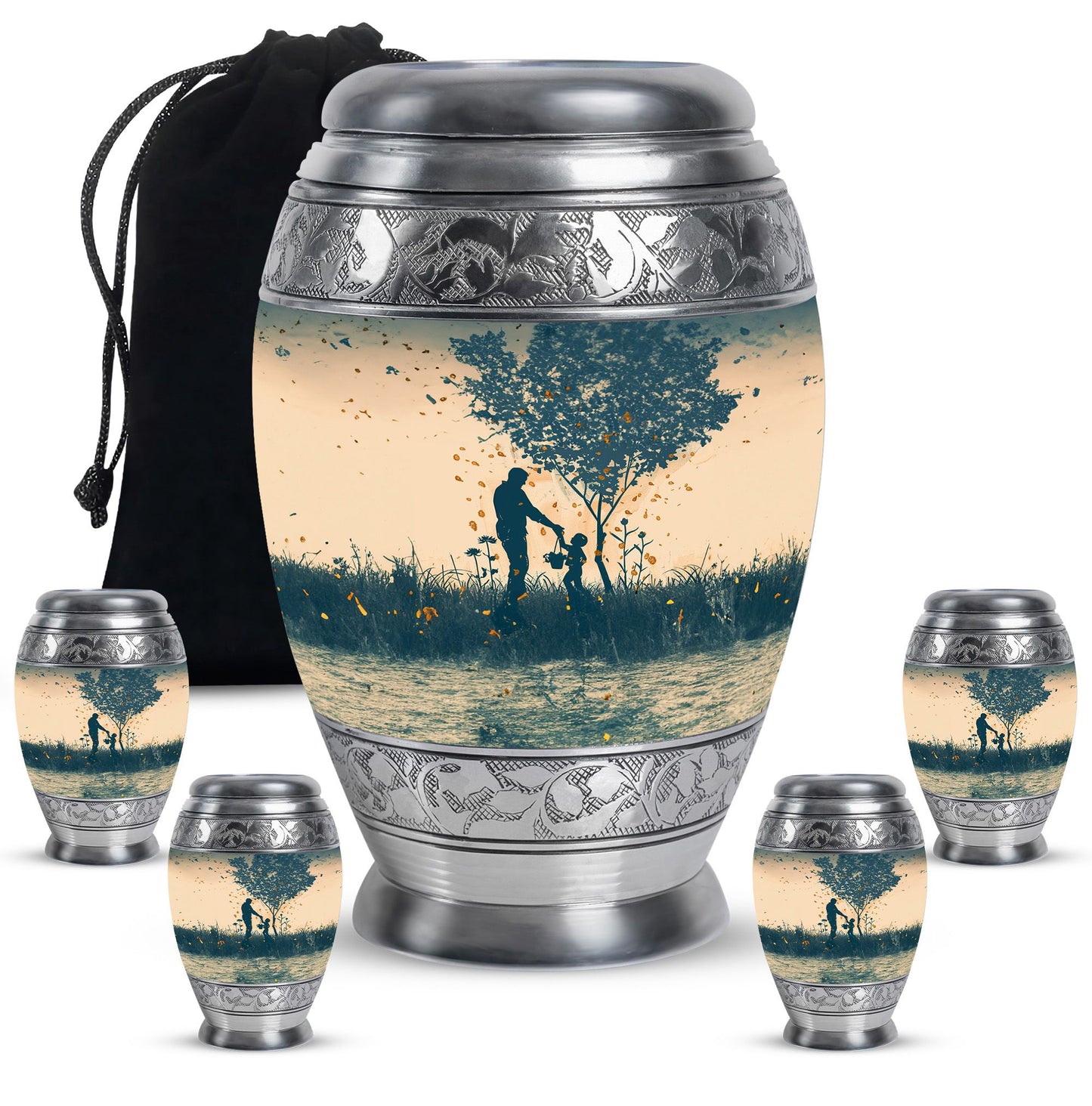 Personalized Father Keepsake Urn for Human Ashes - 10-inch, 200 cu in - Yatskia