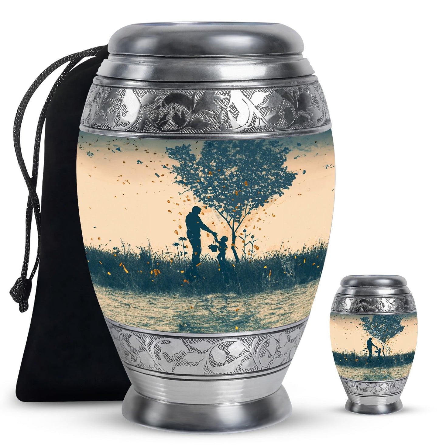 Personalized Father Keepsake Urn for Human Ashes - 10-inch, 200 cu in - Yatskia
