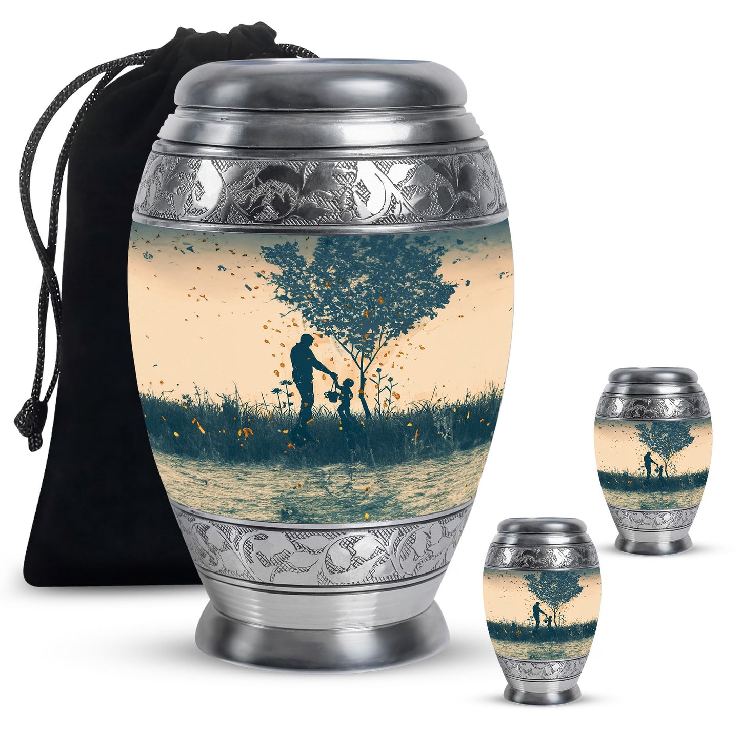 Personalized Father Keepsake Urn for Human Ashes - 10-inch, 200 cu in - Yatskia