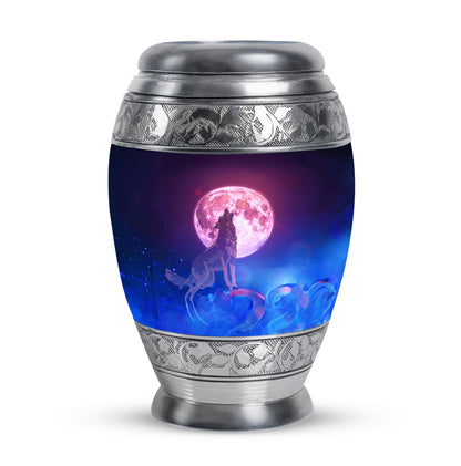 Personalized Wolf Keepsake Urn for Human Ashes - 10-inch, 200 cu in - Yatskia