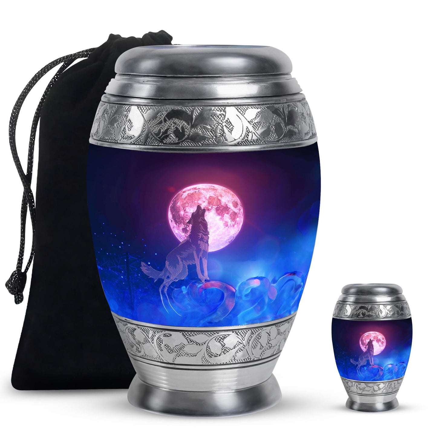 Personalized Wolf Keepsake Urn for Human Ashes - 10-inch, 200 cu in - Yatskia