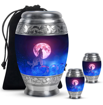 Personalized Wolf Keepsake Urn for Human Ashes - 10-inch, 200 cu in - Yatskia