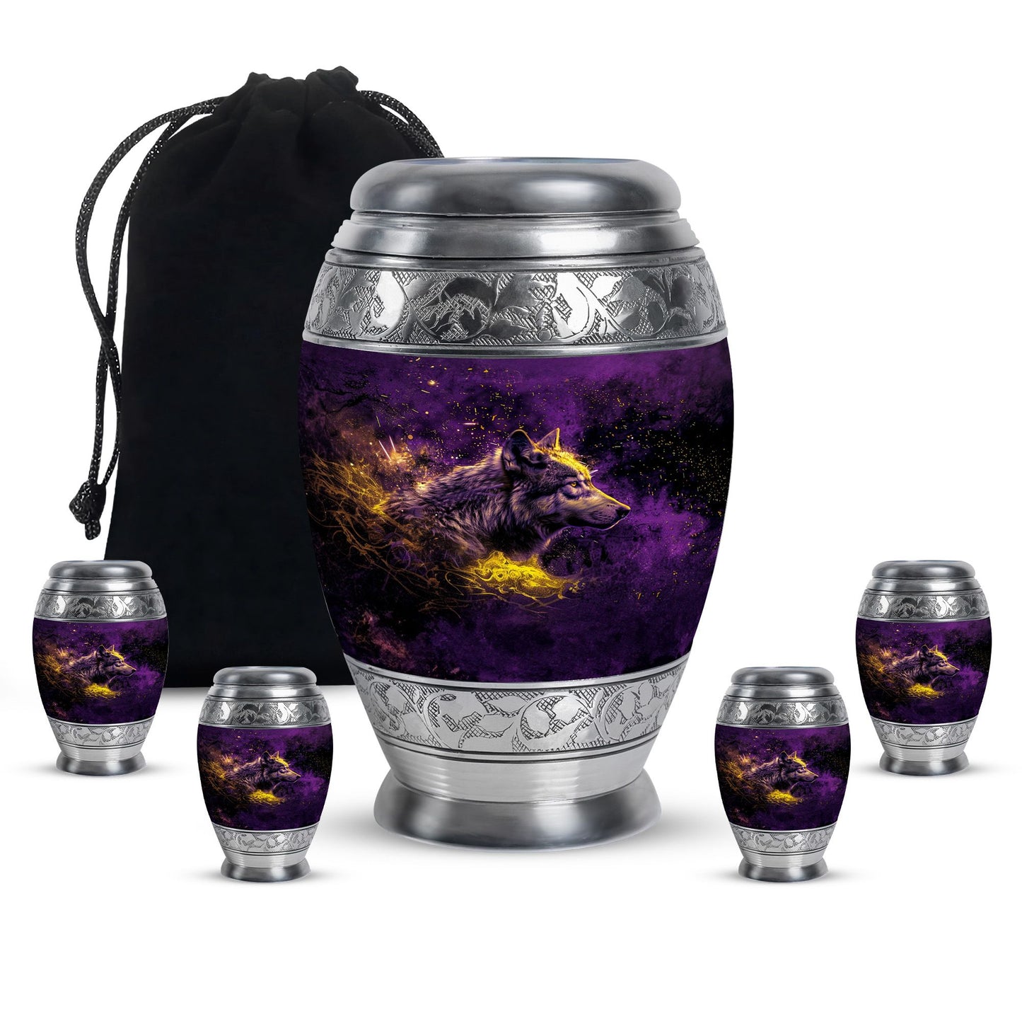 Personalized Wolf Cremation Urn for Mom - 10-inch, 200 cu in - Yatskia
