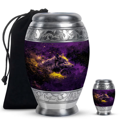 Personalized Wolf Cremation Urn for Mom - 10-inch, 200 cu in - Yatskia
