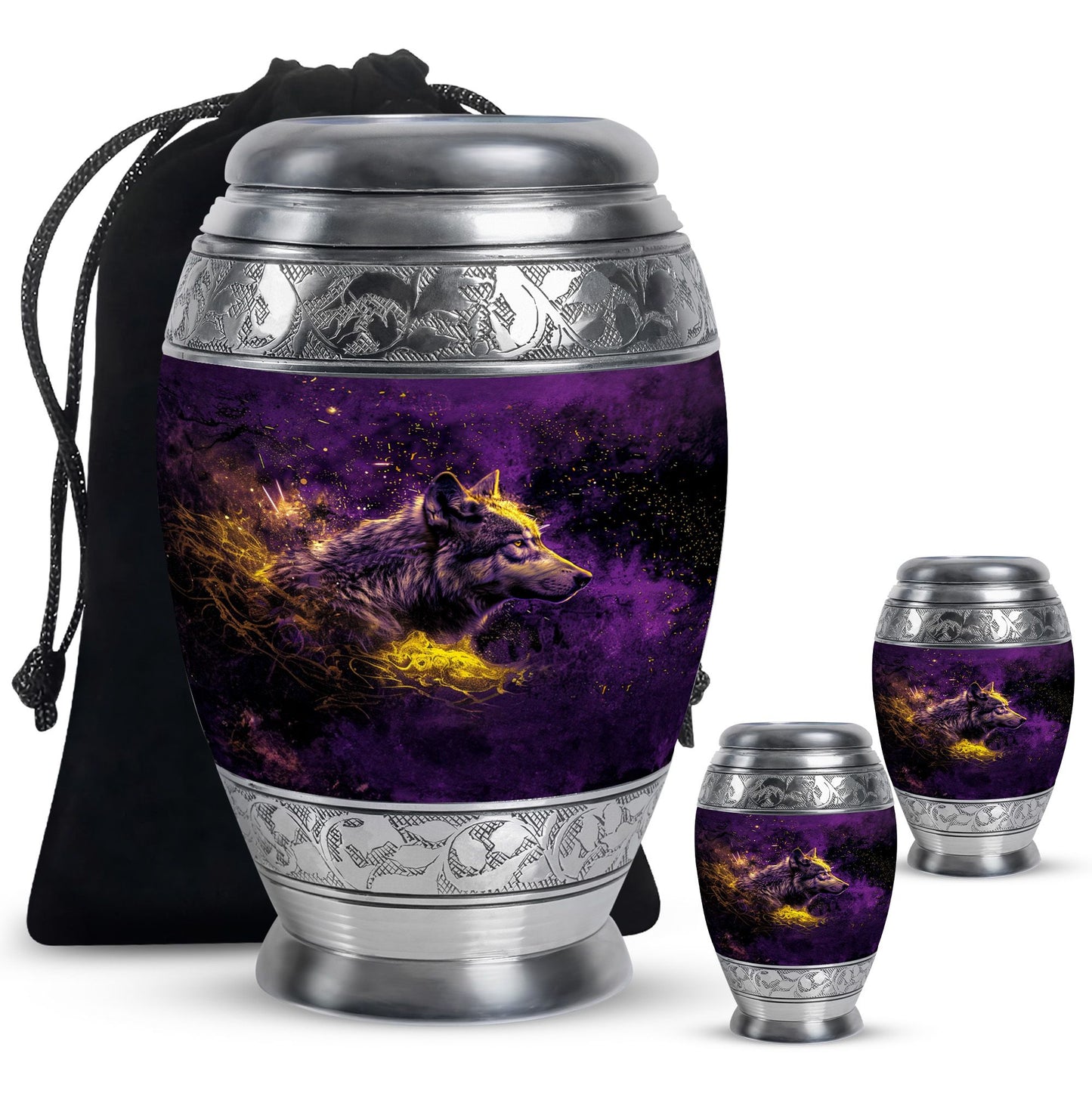 Personalized Wolf Cremation Urn for Mom - 10-inch, 200 cu in - Yatskia