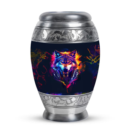 Personalized Wolf Keepsake Urn for Human Ashes - 10-inch, 200 cu in - Yatskia