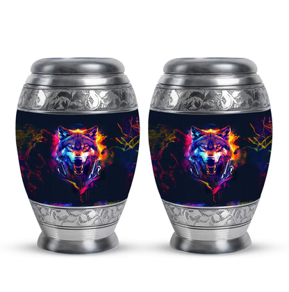 Personalized Wolf Keepsake Urn for Human Ashes - 10-inch, 200 cu in - Yatskia