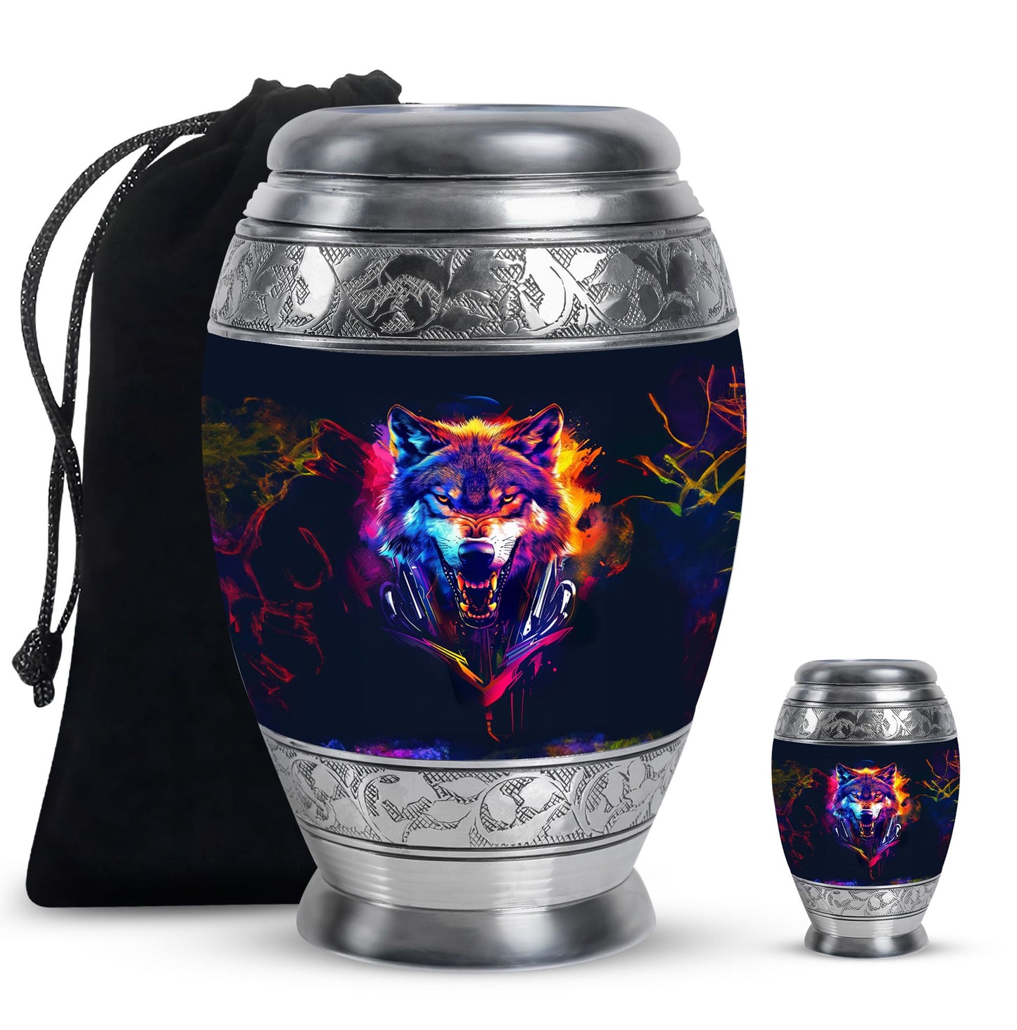 Personalized Wolf Keepsake Urn for Human Ashes - 10-inch, 200 cu in - Yatskia