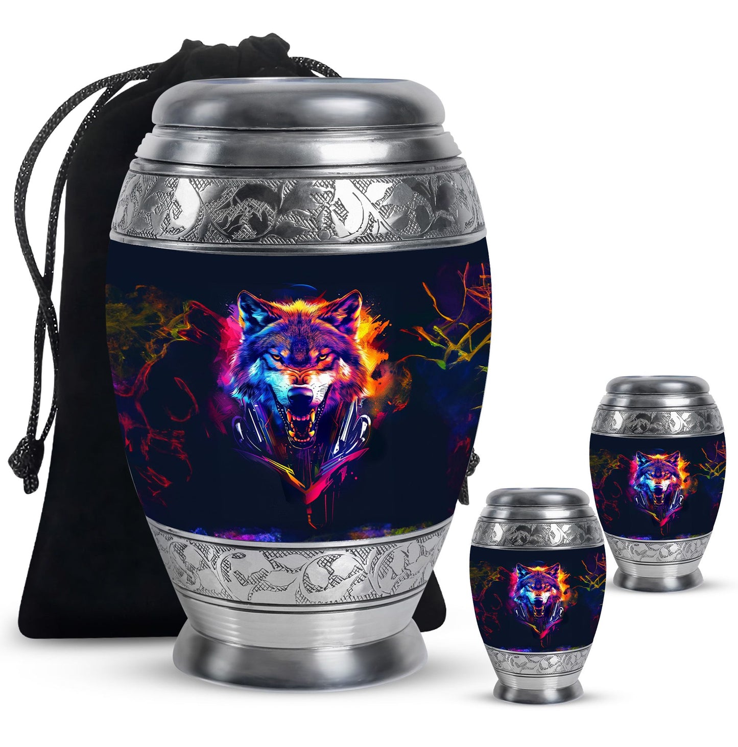 Personalized Wolf Keepsake Urn for Human Ashes - 10-inch, 200 cu in - Yatskia