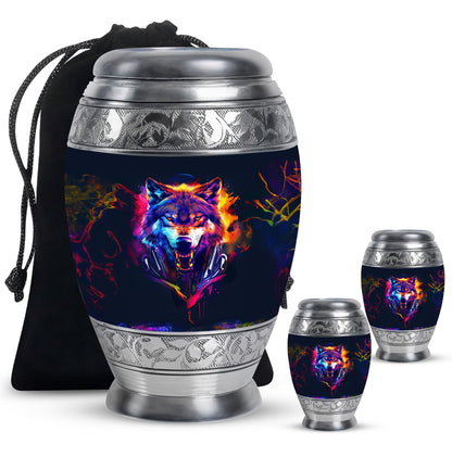 Personalized Wolf Keepsake Urn for Human Ashes - 10-inch, 200 cu in - Yatskia