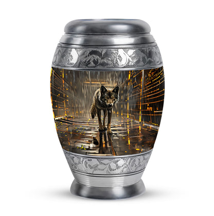 Personalized Wolf Keepsake Urn for Human Ashes - 10-inch, 200 cu in - Yatskia