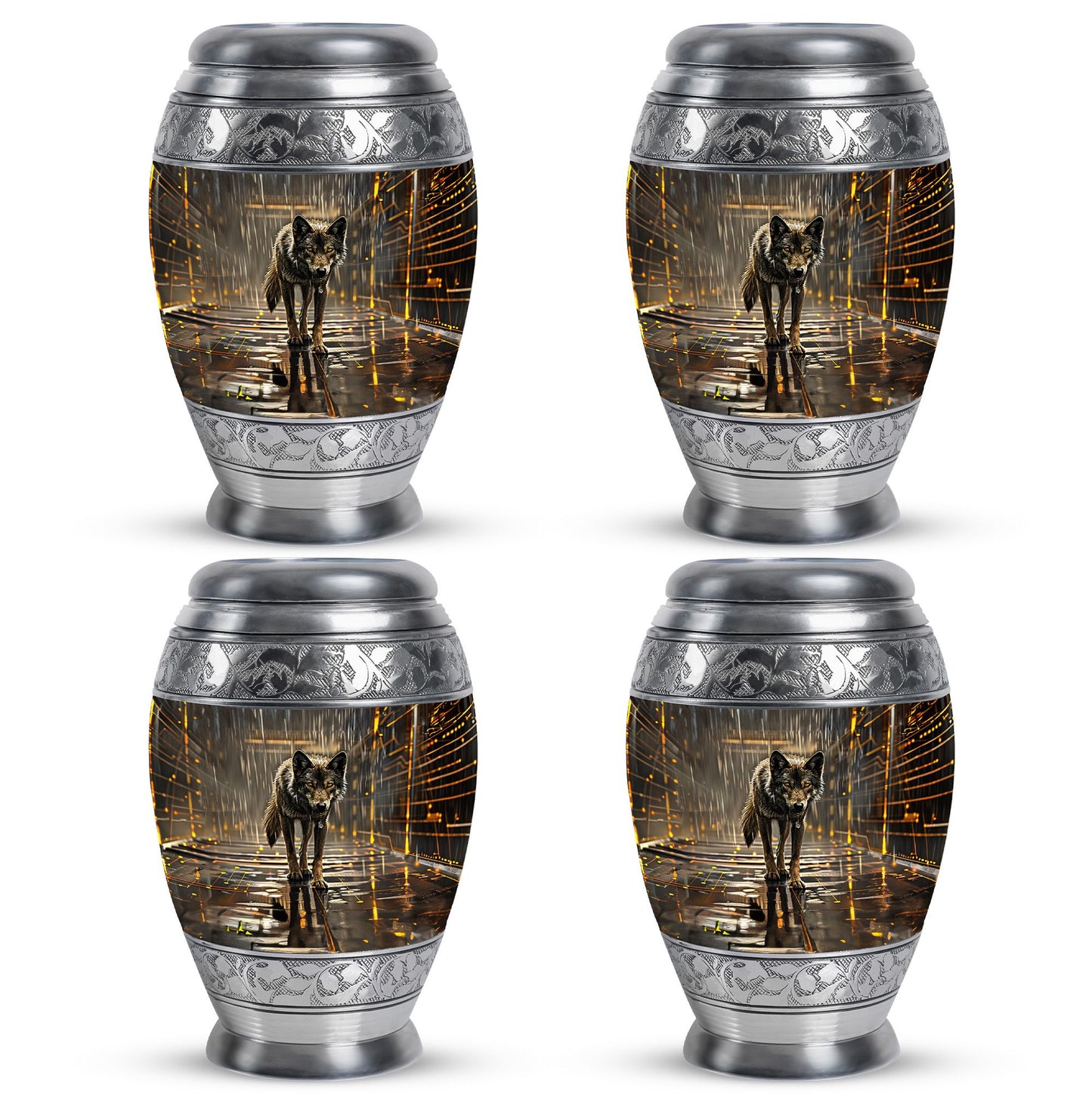 Personalized Wolf Keepsake Urn for Human Ashes - 10-inch, 200 cu in - Yatskia