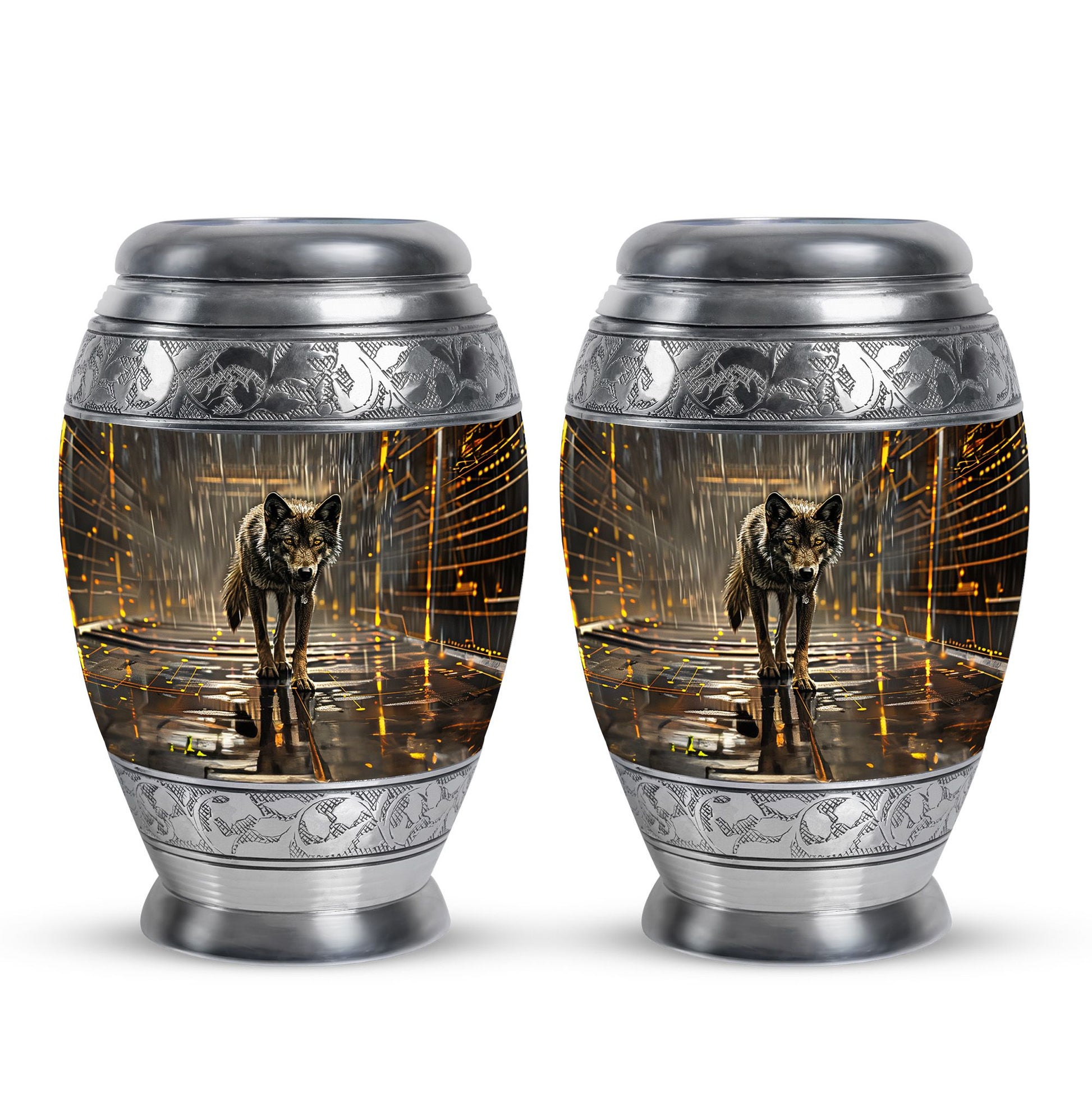 Wolf Urn For Ashes Adult Male Small Funeral, Ashes Memorial Urn