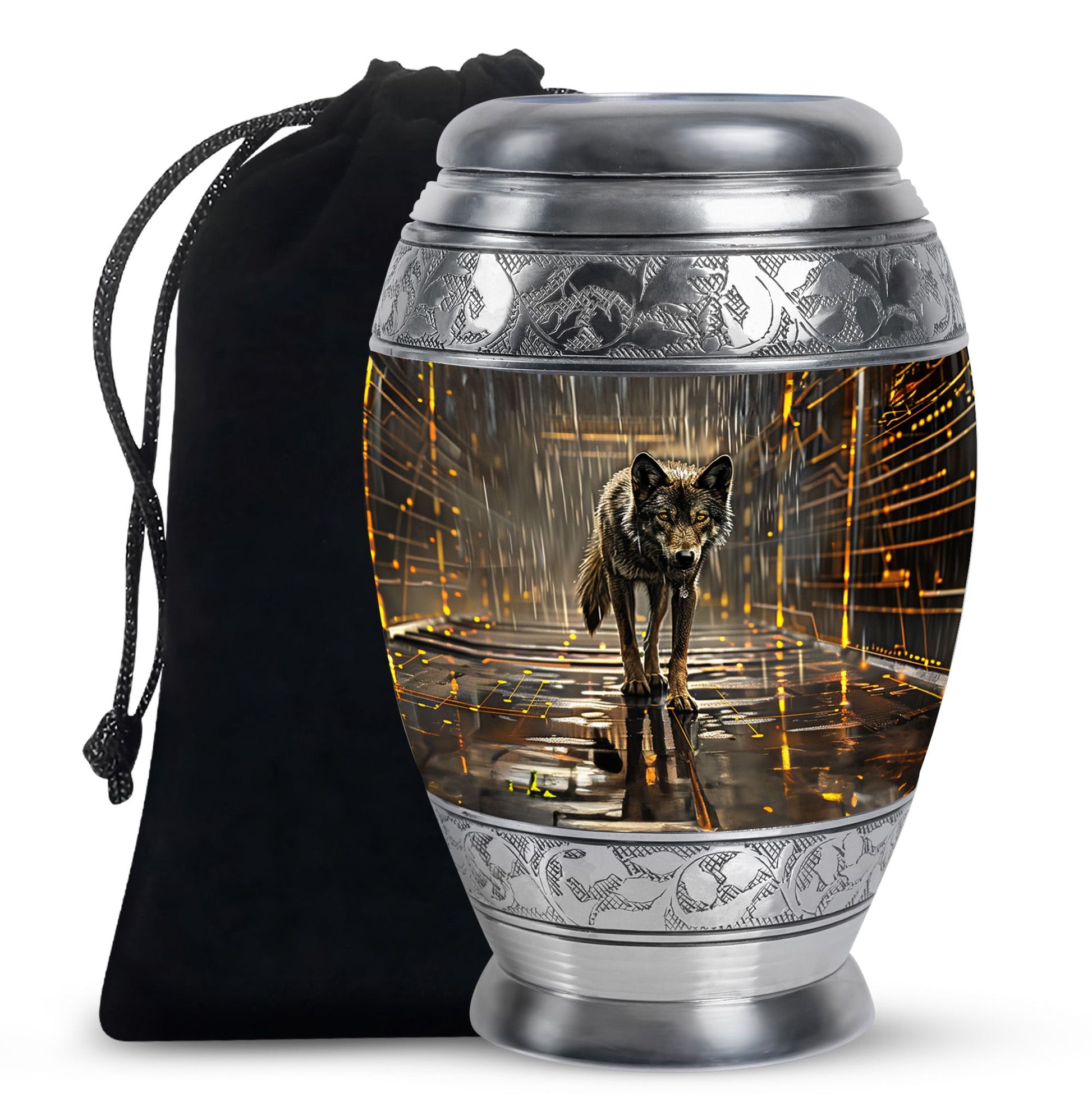 Wolf Urn For Ashes Adult Male Small Funeral, Ashes Memorial Urn