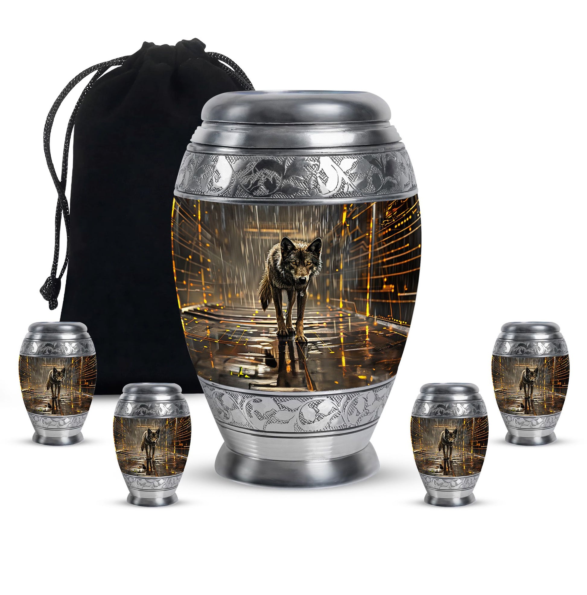 Wolf Urn For Ashes Adult Male Small Funeral, Ashes Memorial Urn
