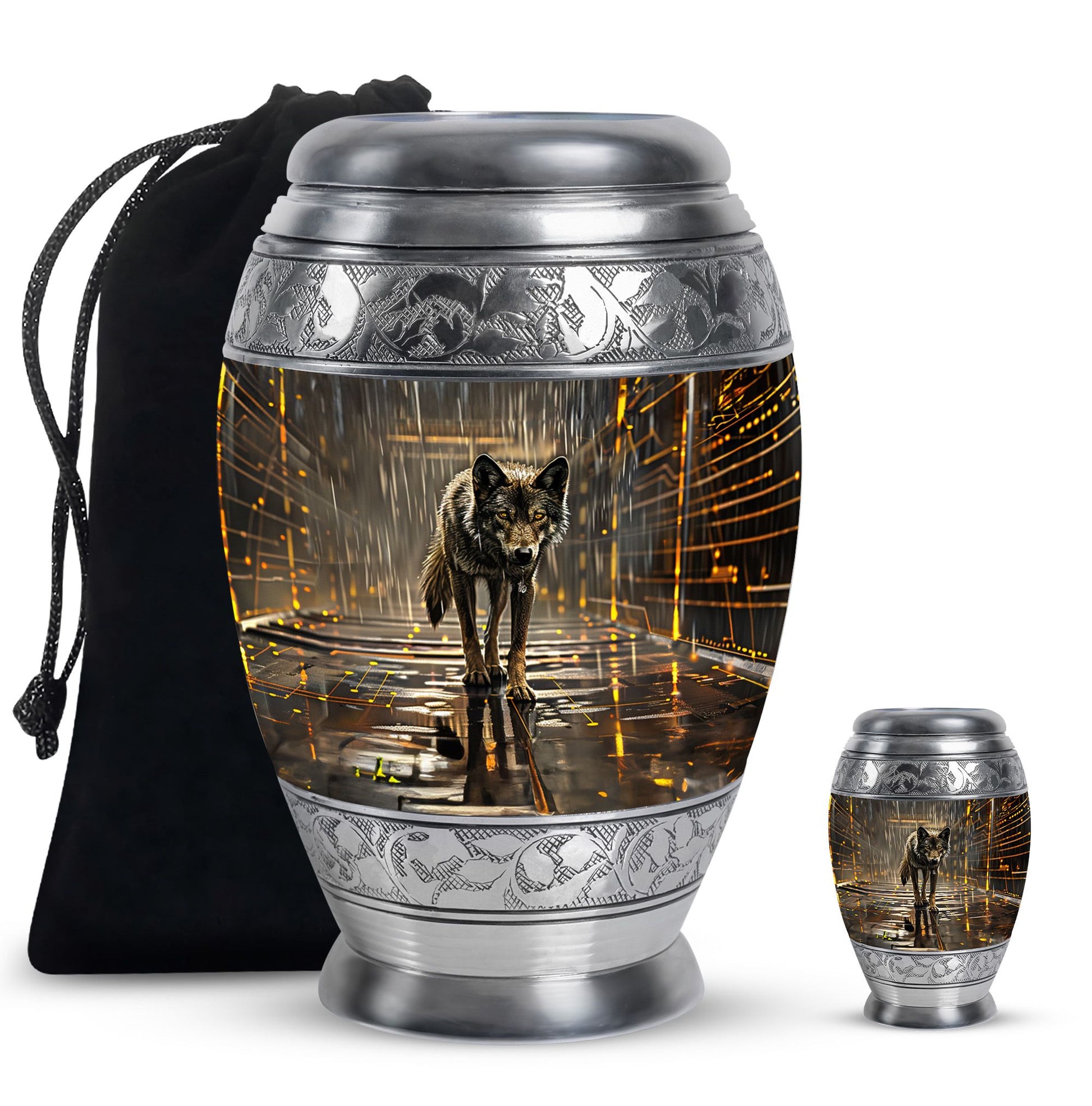 Wolf Urn For Ashes Adult Male Small Funeral, Ashes Memorial Urn