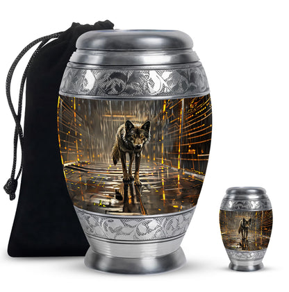 Personalized Wolf Keepsake Urn for Human Ashes - 10-inch, 200 cu in - Yatskia