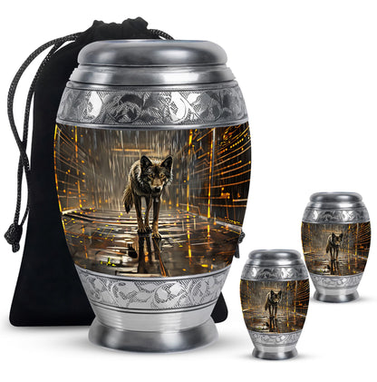 Personalized Wolf Keepsake Urn for Human Ashes - 10-inch, 200 cu in - Yatskia
