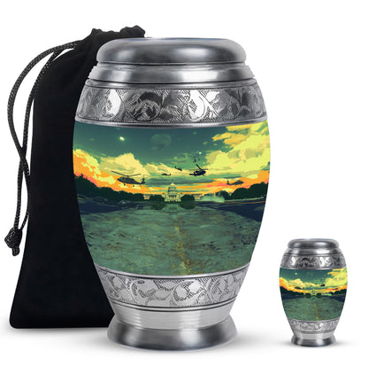 Personalized Military Cremation Urn for Human Ashes - 10-inch, 200 cu in - Yatskia