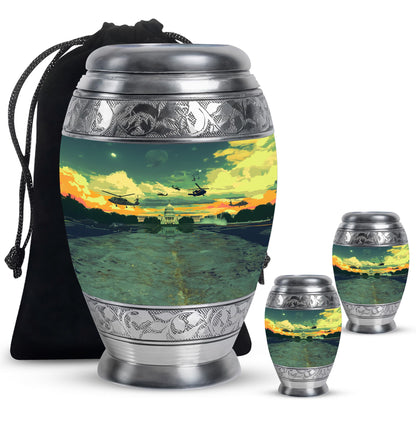 Personalized Military Cremation Urn for Human Ashes - 10-inch, 200 cu in - Yatskia
