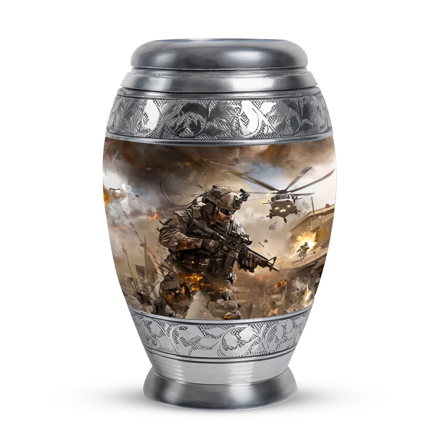 Personalized Military Memorial Urn for Women - 10-inch, 200 cu in - Yatskia