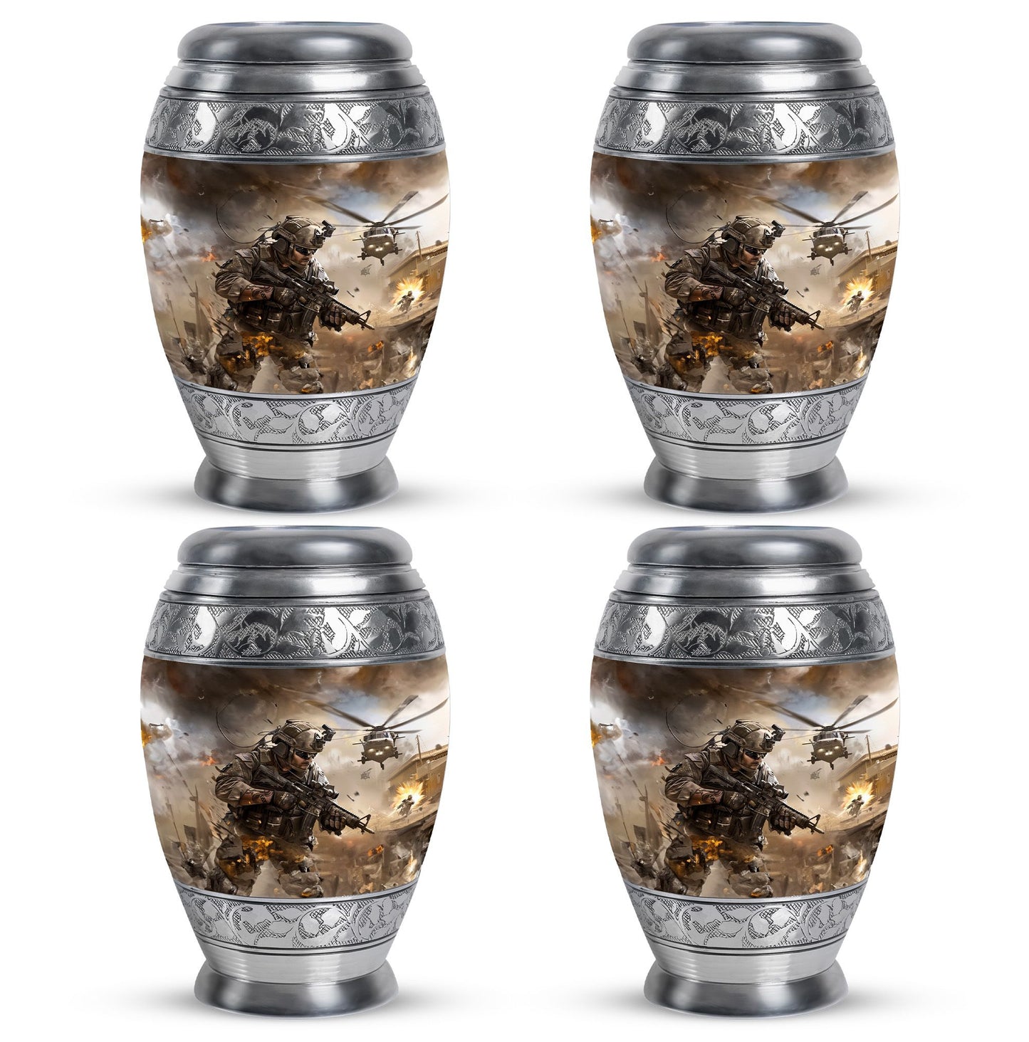 Personalized Military Memorial Urn for Women - 10-inch, 200 cu in - Yatskia
