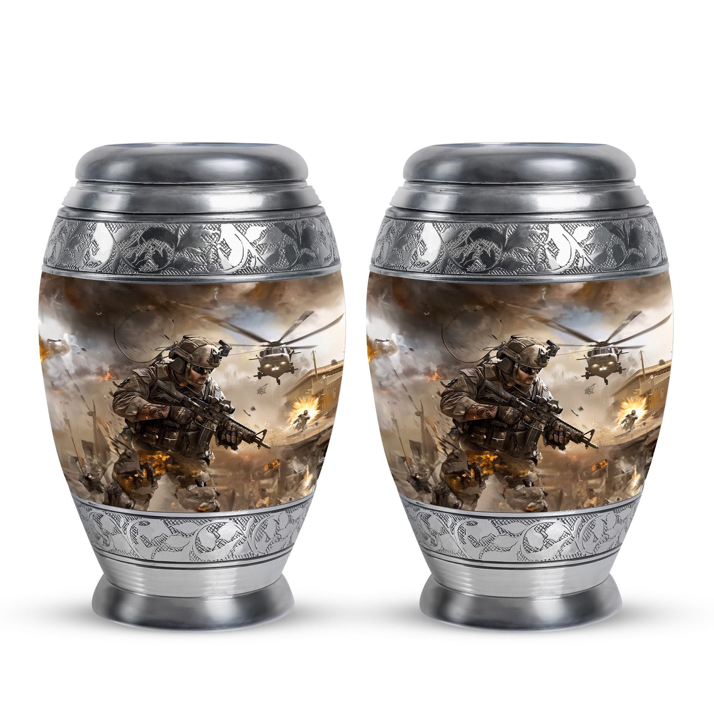 Personalized Military Memorial Urn for Women - 10-inch, 200 cu in - Yatskia
