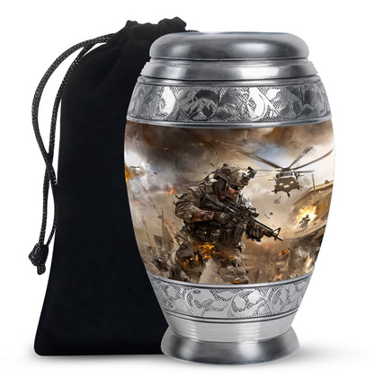 Personalized Military Memorial Urn for Women - 10-inch, 200 cu in - Yatskia
