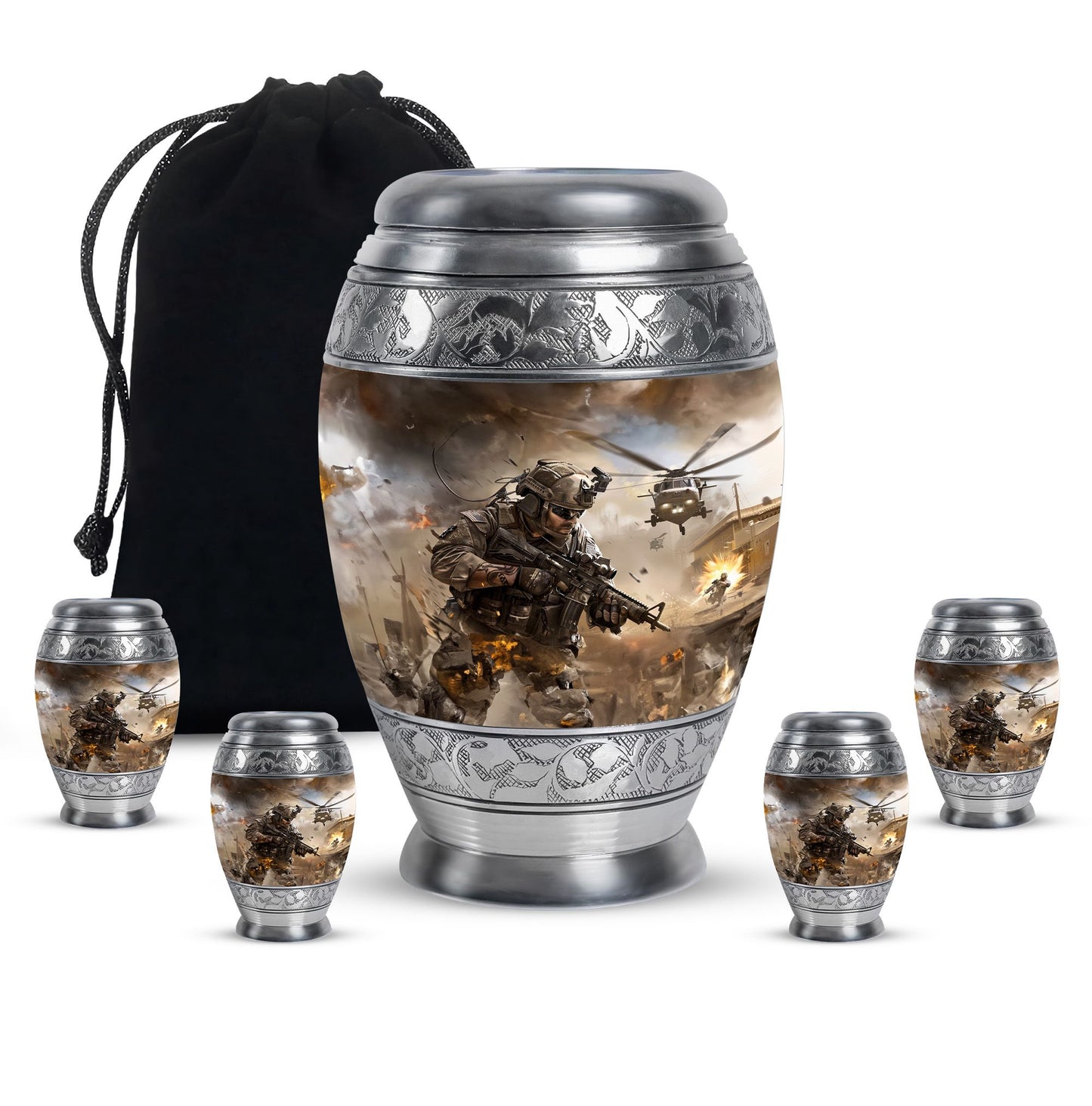 Personalized Military Memorial Urn for Women - 10-inch, 200 cu in - Yatskia