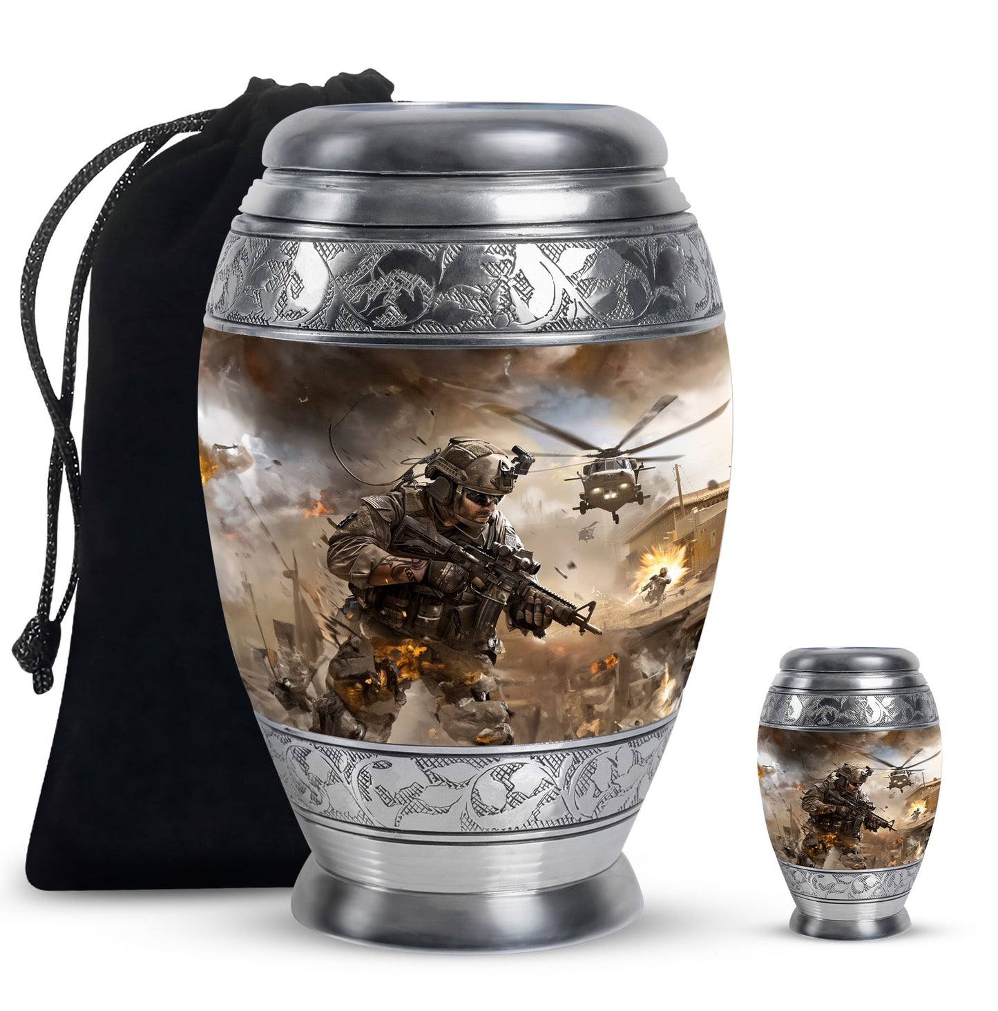 Personalized Military Memorial Urn for Women - 10-inch, 200 cu in - Yatskia
