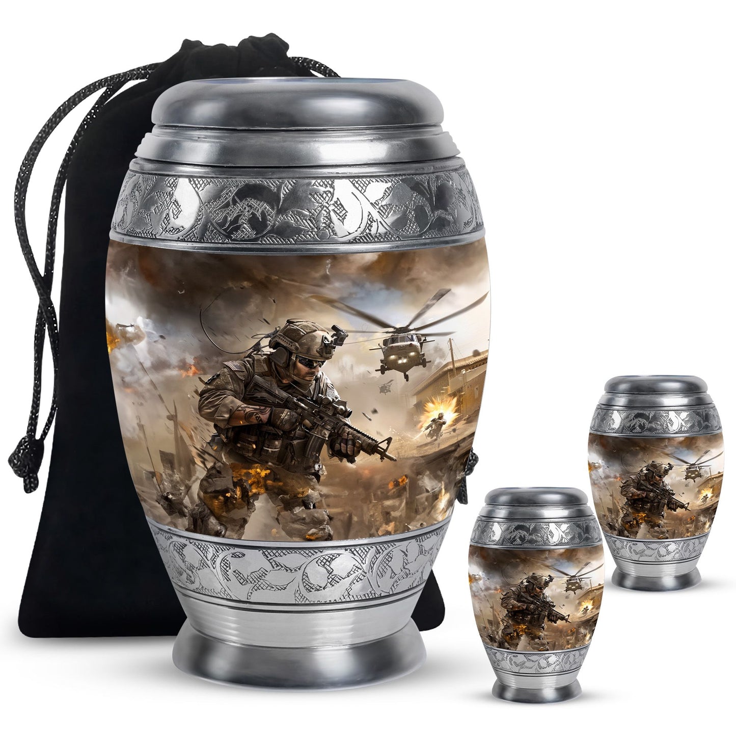 Personalized Military Memorial Urn for Women - 10-inch, 200 cu in - Yatskia