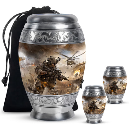 Personalized Military Memorial Urn for Women - 10-inch, 200 cu in - Yatskia