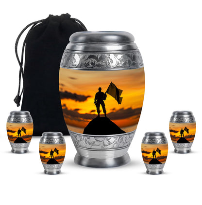 Personalized Military Cremation Urn for Human Ashes - 10-inch, 200 cu in - Yatskia