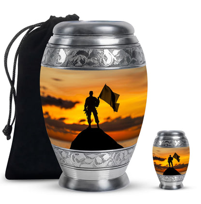 Personalized Military Cremation Urn for Human Ashes - 10-inch, 200 cu in - Yatskia