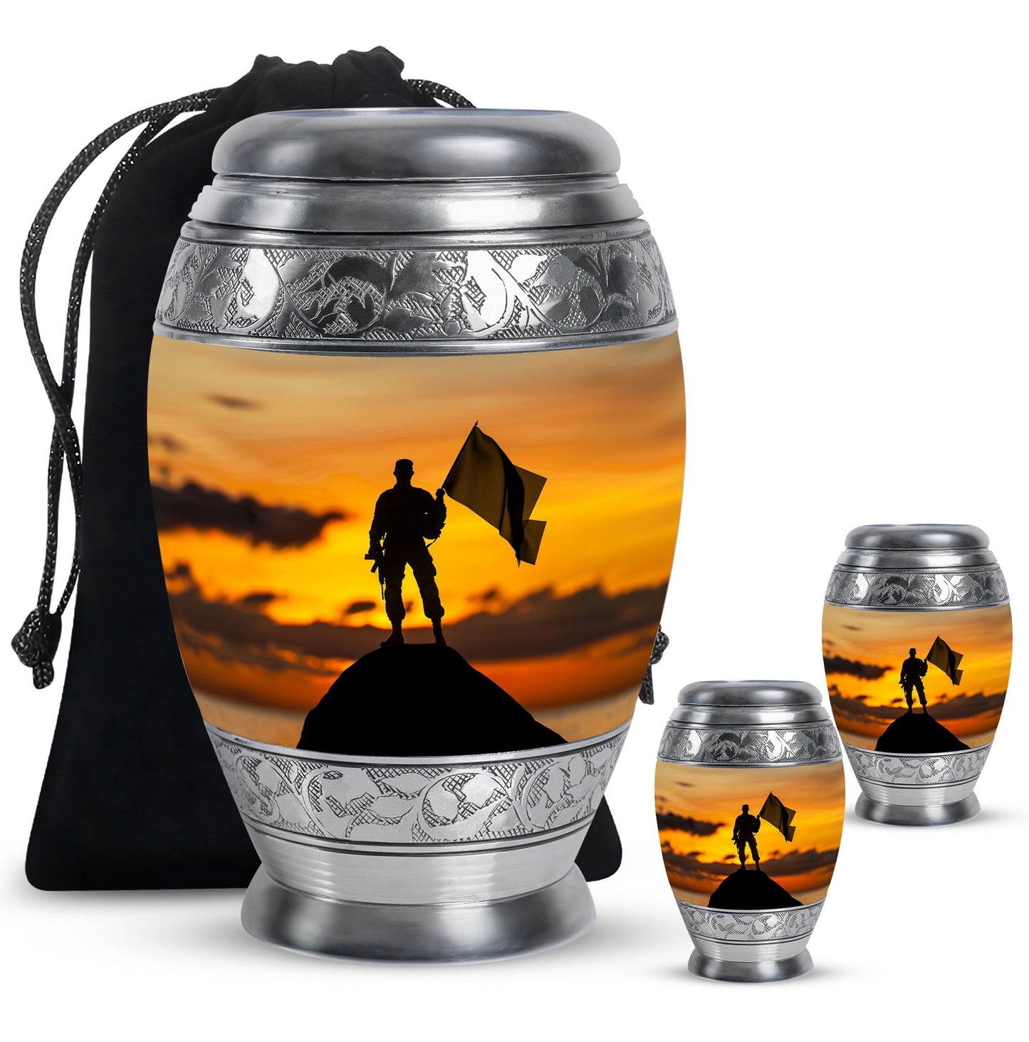 Personalized Military Cremation Urn for Human Ashes - 10-inch, 200 cu in - Yatskia