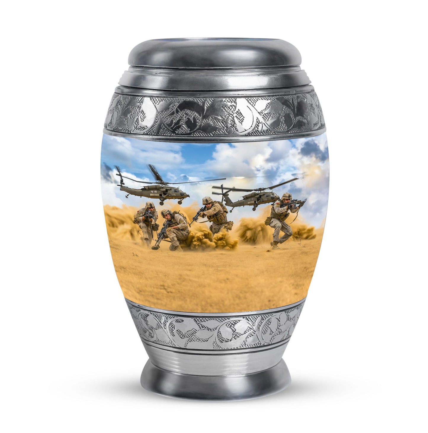 Personalized Military Keepsake Urn for Human Ashes - 10-inch, 200 cu in - Yatskia