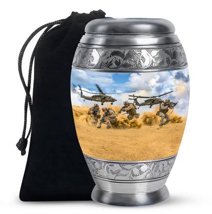 Personalized Military Keepsake Urn for Human Ashes - 10-inch, 200 cu in - Yatskia