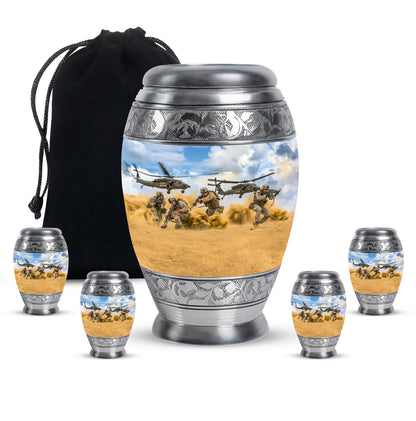 Personalized Military Keepsake Urn for Human Ashes - 10-inch, 200 cu in - Yatskia