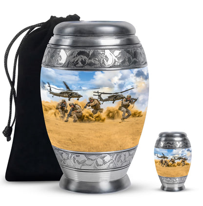 Personalized Military Keepsake Urn for Human Ashes - 10-inch, 200 cu in - Yatskia