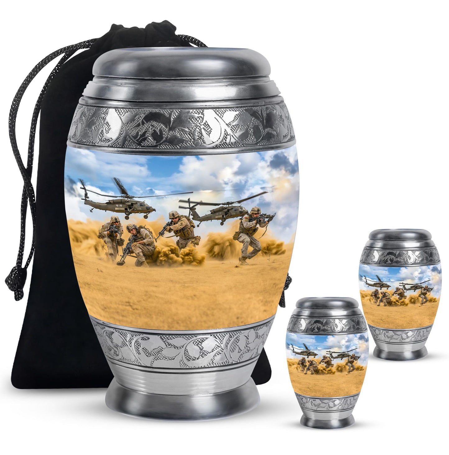 Personalized Military Keepsake Urn for Human Ashes - 10-inch, 200 cu in - Yatskia