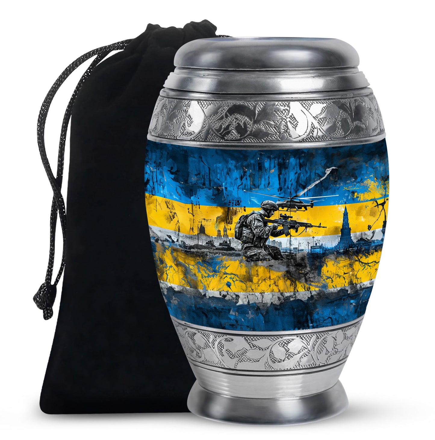 Personalized Military Cremation Urn for Human Ashes - 10-inch, 200 cu in - Yatskia