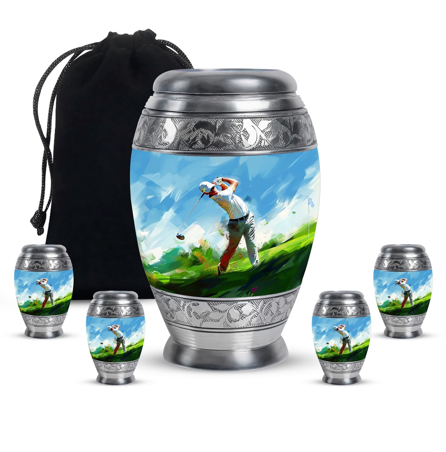 Personalized Golf Keepsake Urn for Human Ashes - 10-inch, 200 cu in - Yatskia