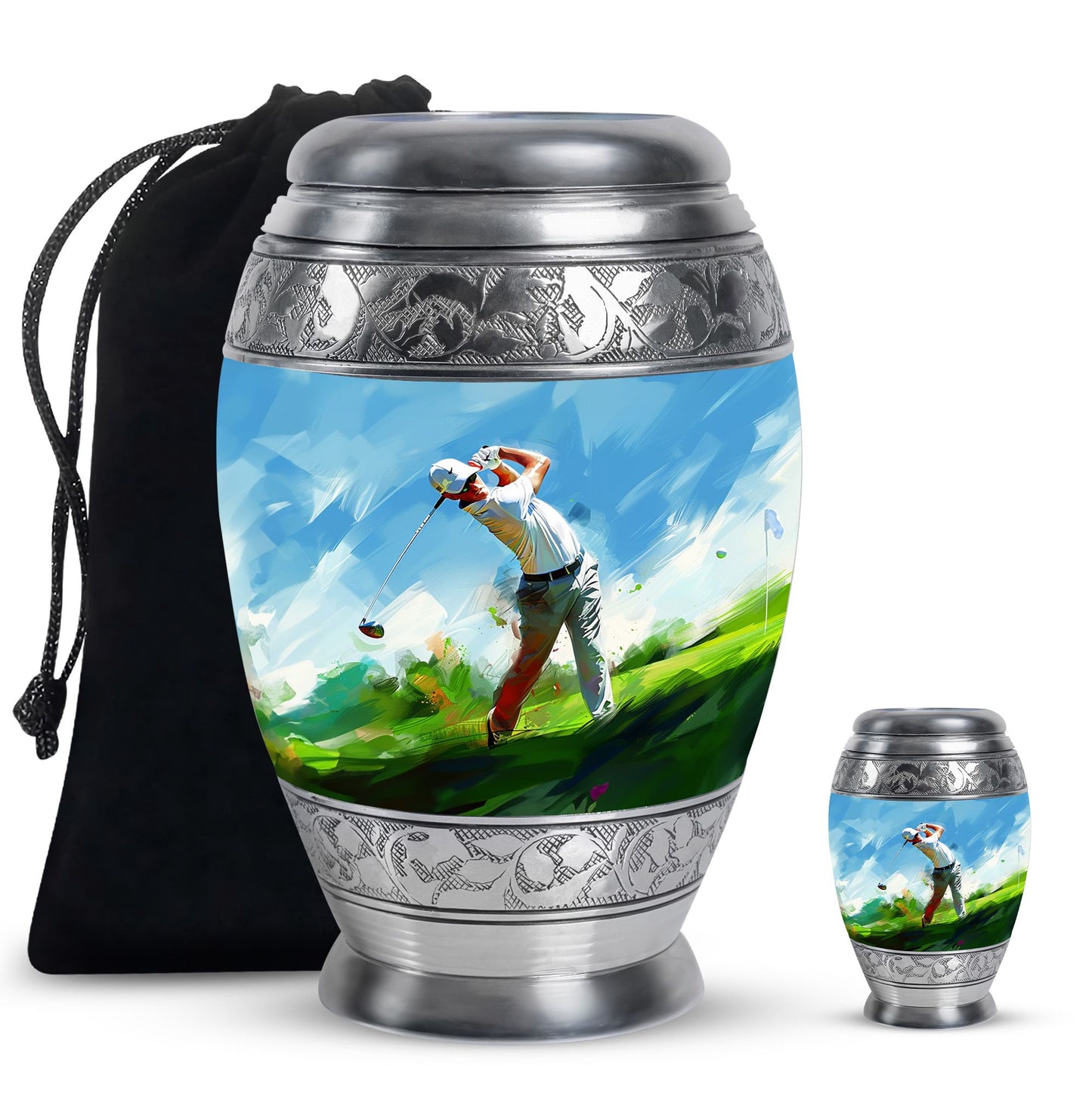 Personalized Golf Keepsake Urn for Human Ashes - 10-inch, 200 cu in - Yatskia