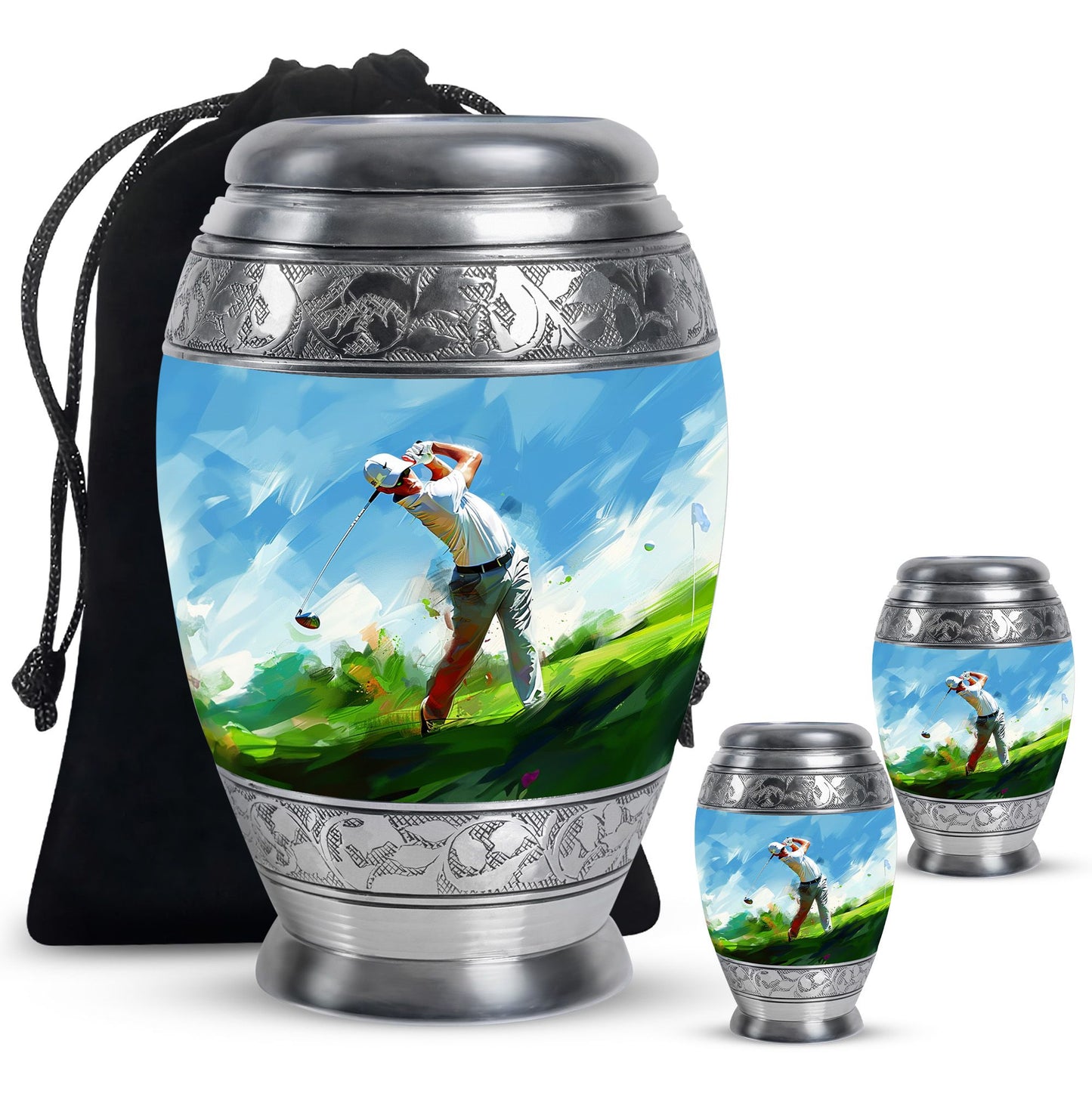 Personalized Golf Keepsake Urn for Human Ashes - 10-inch, 200 cu in - Yatskia